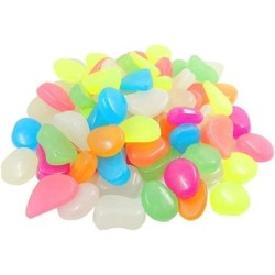 100 Pièces Pierre LumineuseMulticolore Galet Lumineux CaillouxArtificiels Pierres Décoratives Luminescentes Fluorescent Décor