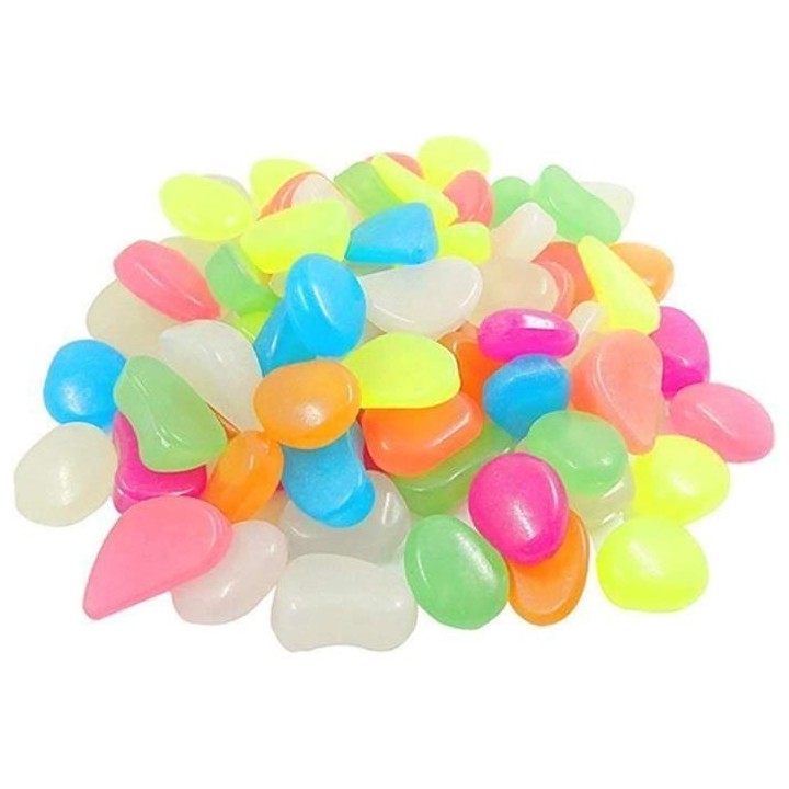 100 Pièces Pierre LumineuseMulticolore Galet Lumineux CaillouxArtificiels Pierres Décoratives Luminescentes Fluorescent Décor