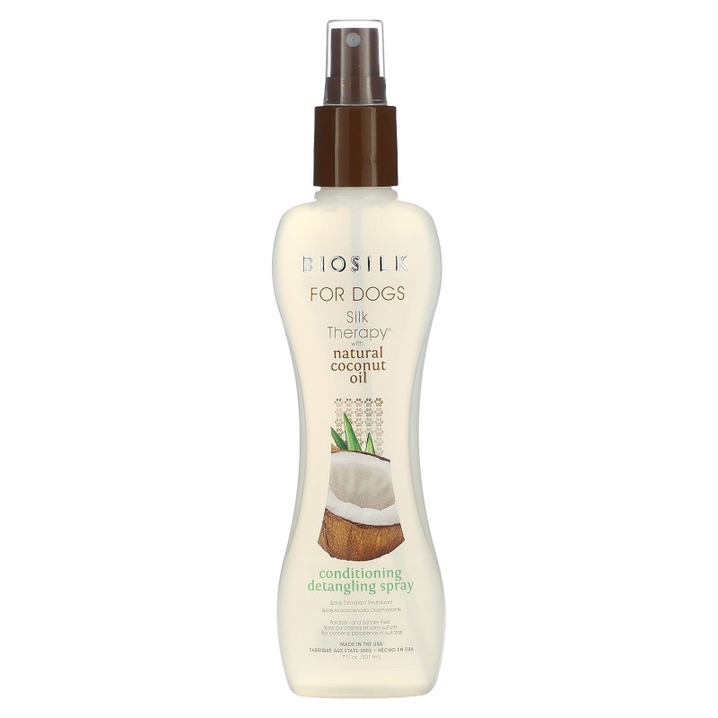 Biosilk, Silk Therapy, pflegendes Entwirrungsspray mit natürlichem Kokosnussöl, für Hunde, 7 fl oz (207 ml)