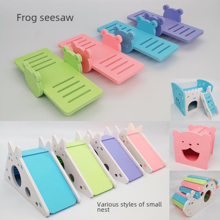 Umweltfreundliche Hamsterschaukel und Wippennest – Kleines Villa-Spielzeug für Hamster Small color bridge is about 9*6*4.5