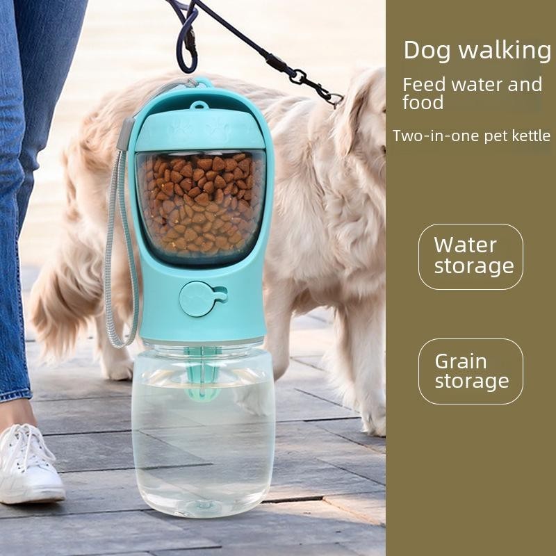 Tragbarer Wasserbecher für Haustiere mit doppeltem Verwendungszweck für den Außenbereich 350ml Separate water and grain cup r