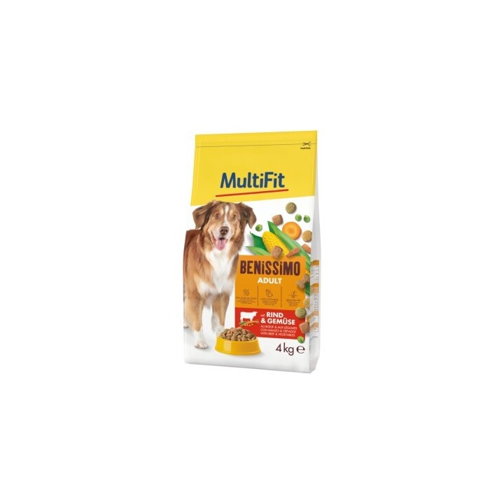 MultiFit Benissimo Trockenfutter Hund Adult, mit Rind & Gemüse 4 kg