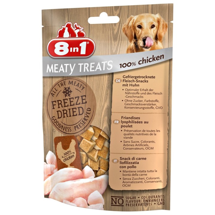 8in1 Meaty Treats Gefriergetrocknete Fleisch-Snacks 100% Hähnchenbrust 50 g