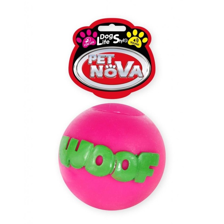 PET NOVA DOG LIFE STYLE Kauspielzeug Ball WOOF 8cm rosa