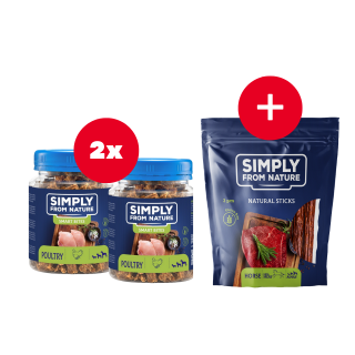 SIMPLY FROM NATURE Smart Bites Trainingssnacks mit Geflügel für Hunde 2 x 130 g + Snack GRATIS