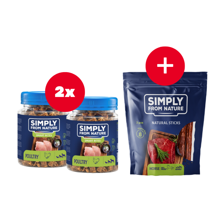 SIMPLY FROM NATURE Smart Bites Trainingssnacks mit Geflügel für Hunde 2 x 130 g + Snack GRATIS