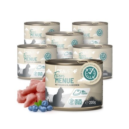 REAVET Katzenfutter nass - Huhn mit Fasan & Blaubeeren 6 x 200g