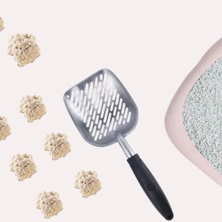 Katzenstreuschaufel, große Katzenstreuschaufel aus Metall für Katzen, Sieb mit tiefer Schaufel und ergonomischem Griff, aus r