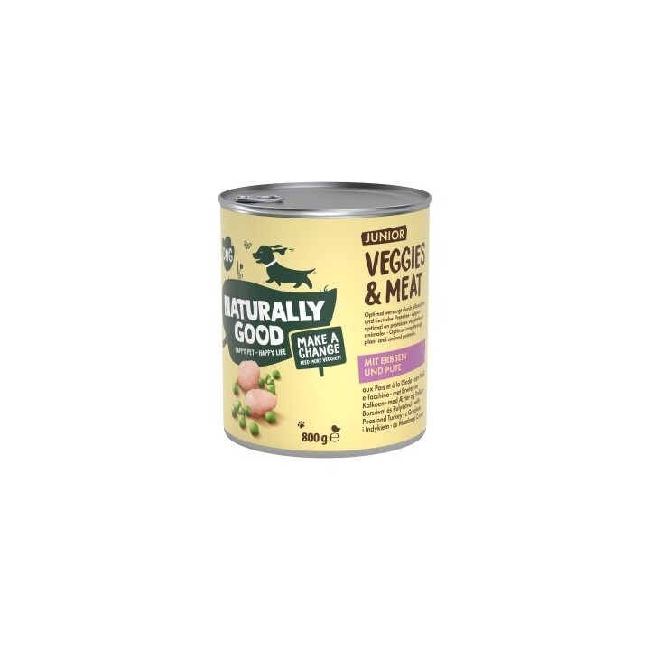 Naturally Good Nassfutter Hund Veggies & Meat Junior Süßlupinen und Pute 24x800 g