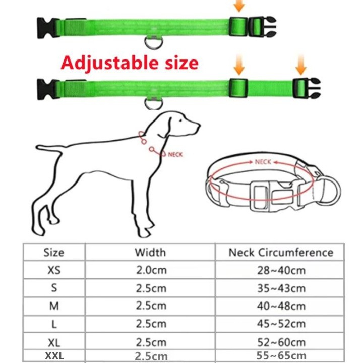 LED leuchtendes Hundehalsband, verstellbar, blinkend, wiederaufladbar, leuchtendes Halsband, Nacht-Anti-Verlust-Hundelicht-Ge