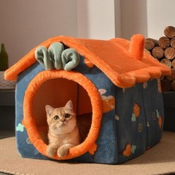 2022Neues faltbares Katzenhaus, warmes Katzenbett, Heimtierbedarf, Winter, kleine und mittelgroße Katzen, warmes Heimtierbeda