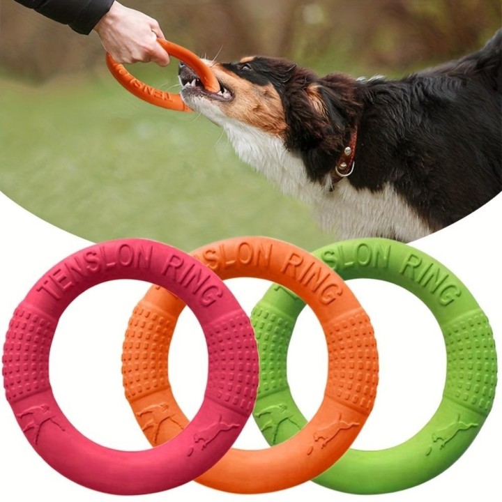 1 Stück langlebige Hunde-Frisbees, interaktives Haustierspielzeug, Trainingsring-Puller, beständig für Hunde und Kauen, auf d