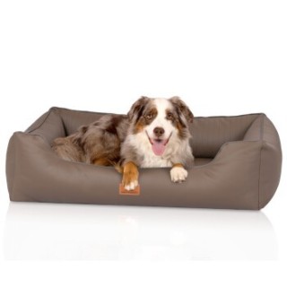 Knuffelwuff orthopädisches Hundebett aus Kunstleder Lovelock gelbbraun XL