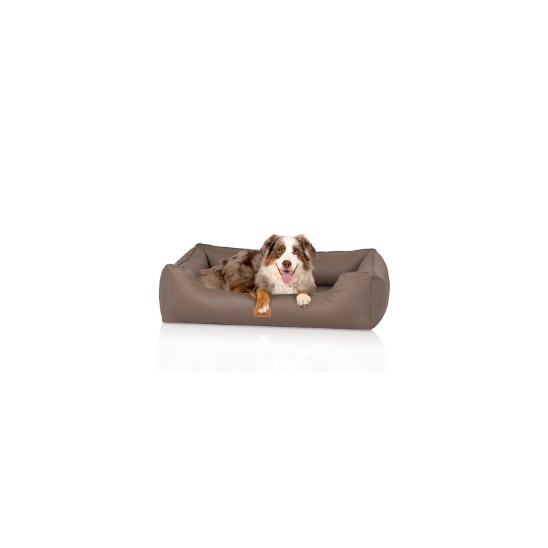 Knuffelwuff orthopädisches Hundebett aus Kunstleder Lovelock gelbbraun XL