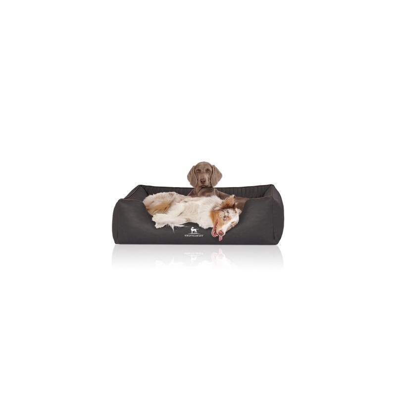 Knuffelwuff Orthopädisches Hundebett Columbia aus laser-gestepptem Kunstleder schwarz XL