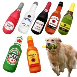 Lustiges Hundespielzeug aus Plüsch in Bierflaschenform, Quietschgeräusche, saubere Zähne, Kauspielzeug für kleine und große H