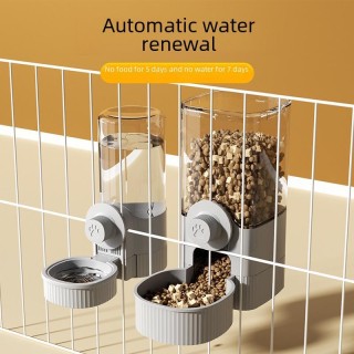 Hängender Trinkbrunnen und automatischer Futterspender für Katzen und Hunde 520ml Drinking water graue