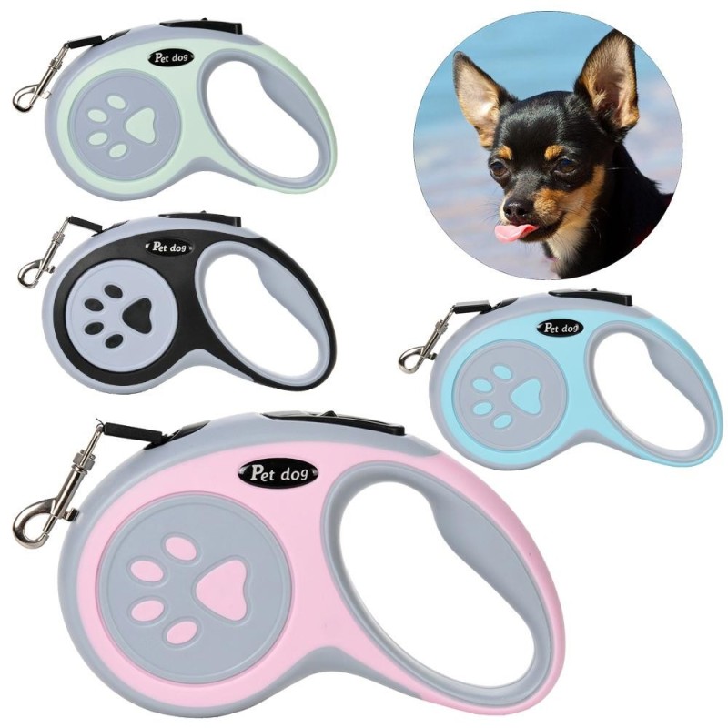 3 m 5 m Hundeleine mit Pfoten-Design für kleine, mittelgroße und große Hunde, Spaziergänge im Freien, Welpen, starkes einzieh