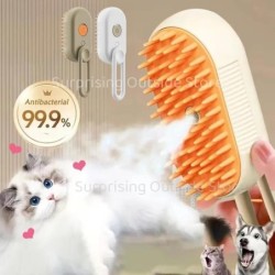 Spray-Massagebürste für Haustiere, 3-in-1, Dampfspray mit einem Knopf, zusammenklappbar, drehbar, schwimmend, Haarbad, Haaren
