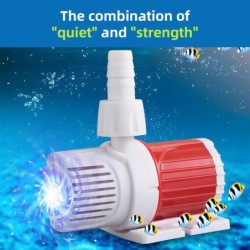 DC-Aquariumpumpe, 20 W, 1000–1200 l/h, hoher Durchfluss, DC 12 V, Tauchpumpe, extrem leise, 16,4 Fuß max. Hub DC12V rot/weiß