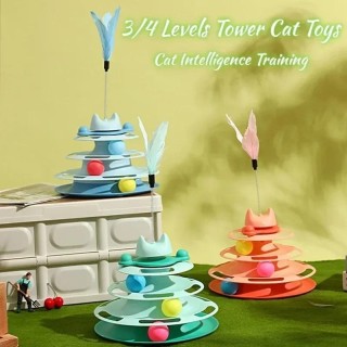 3/4 Ebenen Katzenspielzeug Turm Tracks Katzenspielzeug Interaktives Katzenintelligenztraining Unterhaltungsplatte Turm Hausti
