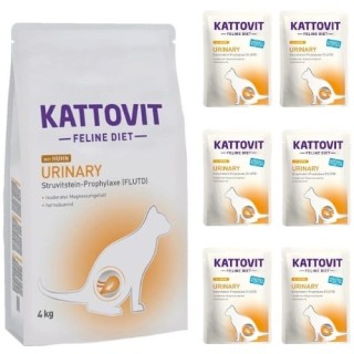 KATTOVIT Feline Diet Urinary Huhn Trockenfutter 4 kg + Nassfutter 6x85 g