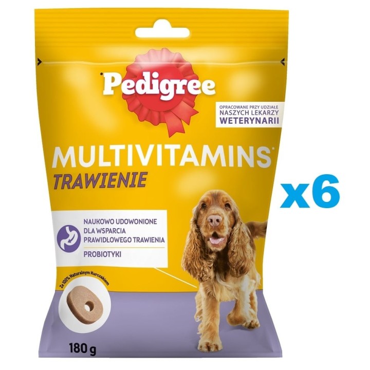 PEDIGREE Multivitamins 6x180 g: Verdauungsergänzungsmittel für adulte Hunde mit Huhn