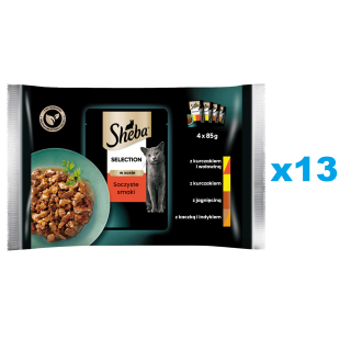 SHEBA Selection 52x85 g Nassfutter mit Huhn Rind Lamm Ente Pute in Soße für adulte Katzen
