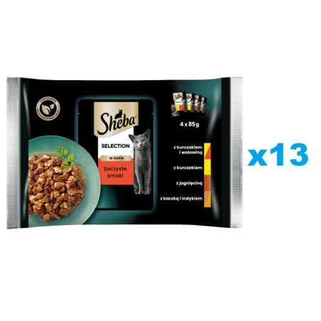 SHEBA Selection 52x85 g Nassfutter mit Huhn Rind Lamm Ente Pute in Soße für adulte Katzen