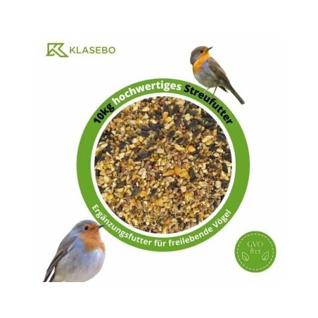KLASEBO Streufutter 10 kg, Vogelfutter, Fettfutter, Wildvogelfutter, Wildvogelmischung