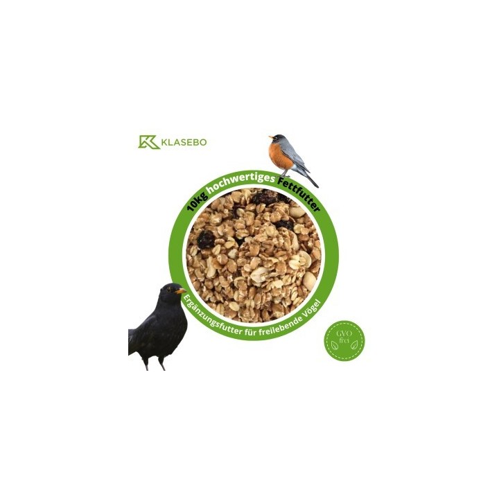 KLASEBO Fettfutter 10 kg, Streufutter, Wildvogelfutter, Wildvogelmischung