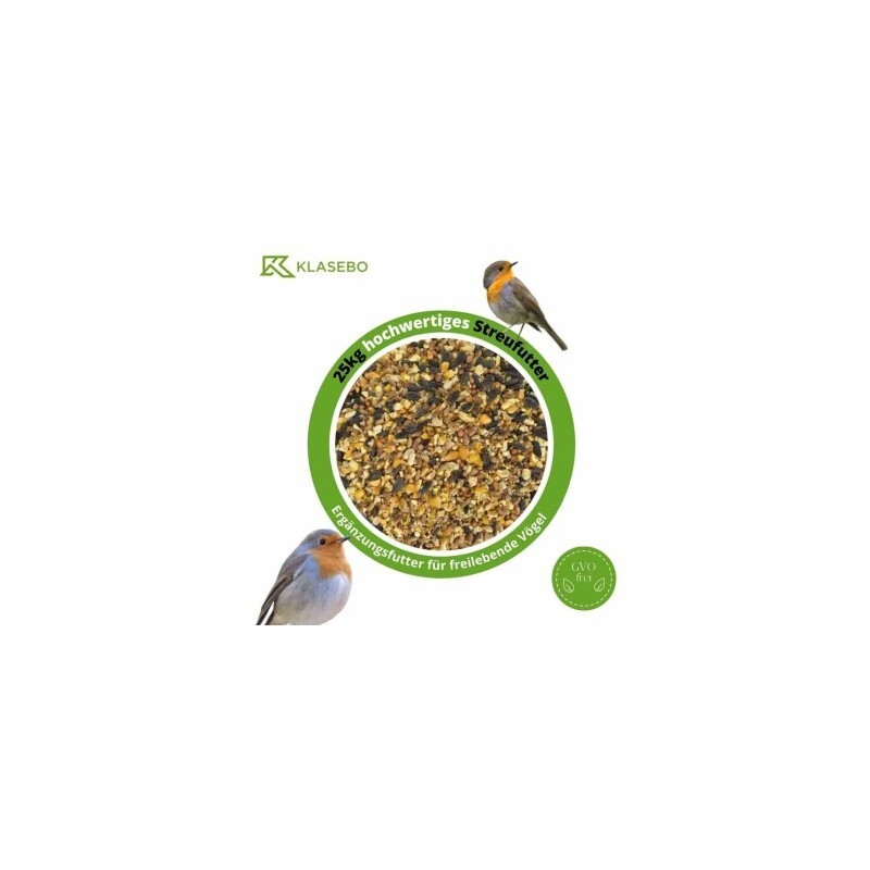 KLASEBO Streufutter 25 kg, Vogelfutter, Fettfutter, Wildvogelfutter, Wildvogelmischung