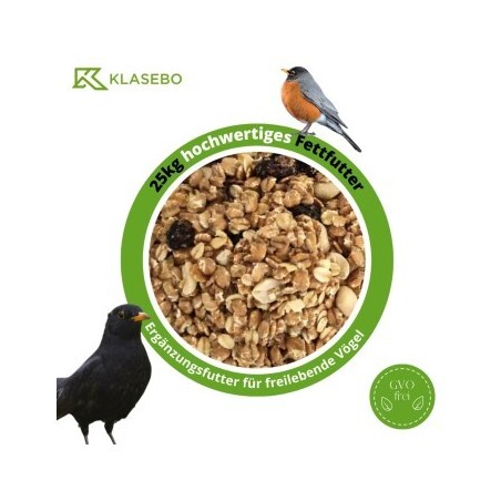 KLASEBO Fettfutter 25 kg, Vogelfutter, Streufutter, Wildvogelfutter, Wildvogelmischung