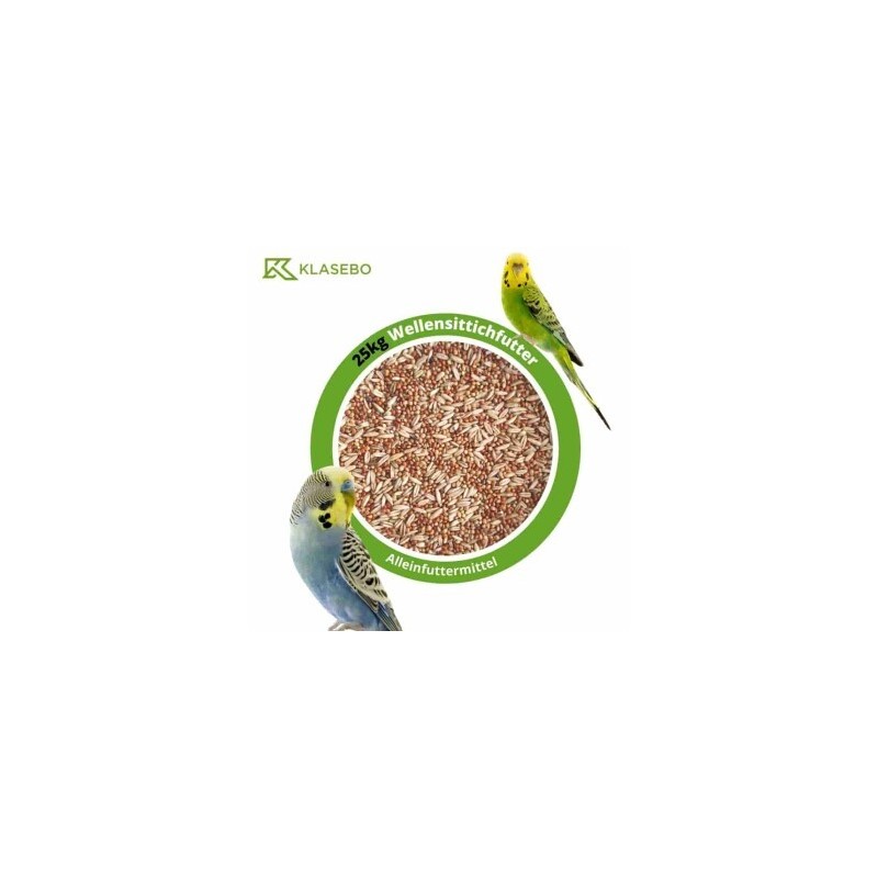 KLASEBO Wellensittichfutter 25kg, Vogelfutter, Sittichfutter, Kanarienvogel