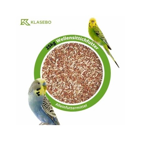 KLASEBO Wellensittichfutter 25kg, Vogelfutter, Sittichfutter, Kanarienvogel