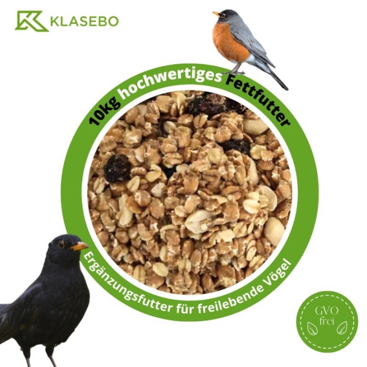 KLASEBO Fettfutter 10 kg, Streufutter, Wildvogelfutter, Wildvogelmischung