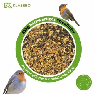 KLASEBO Streufutter 25 kg, Vogelfutter, Fettfutter, Wildvogelfutter, Wildvogelmischung
