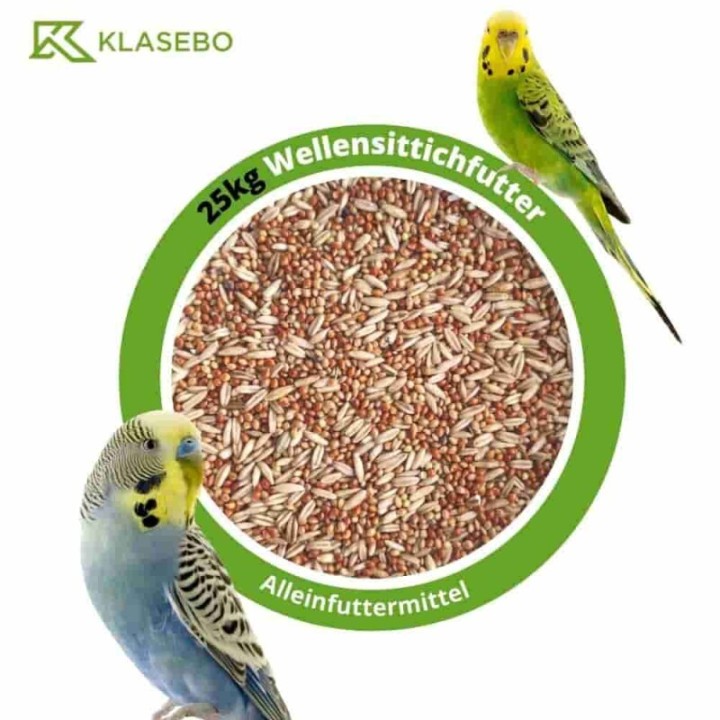 KLASEBO Wellensittichfutter 25kg, Vogelfutter, Sittichfutter, Kanarienvogel