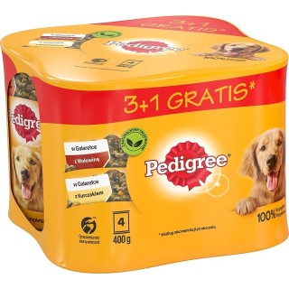 PEDIGREE Dose 4x400 g: Nassfutter mit Rindfleisch und Huhn in Gelee für adulte Hunde