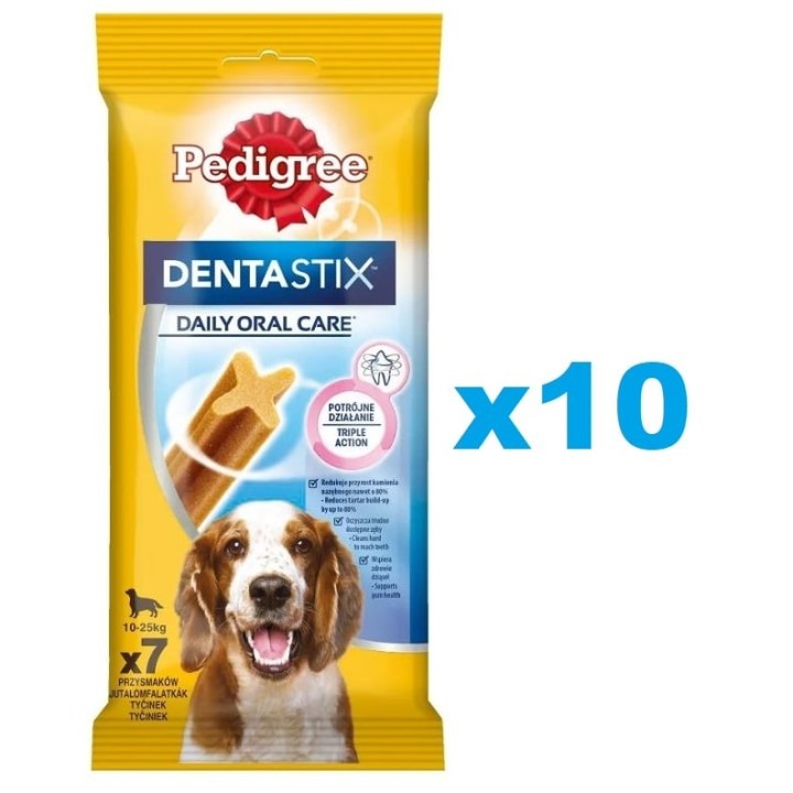 PEDIGREE DentaStix (mittelgroße Rasse) Zahnpflegemittel für Hunde 70 szt. - 10x180g