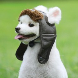 Warme Hundepilotenmütze aus Leder, für große Welpen, Hundemützen, lustige Cosplay-Hundemütze, Weihnachtsgeschenk für Hunde, S