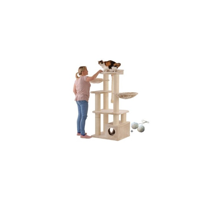 Rohrschneider ® XXL Katzenbaum Enya, mit Gratis-Spielball, beige