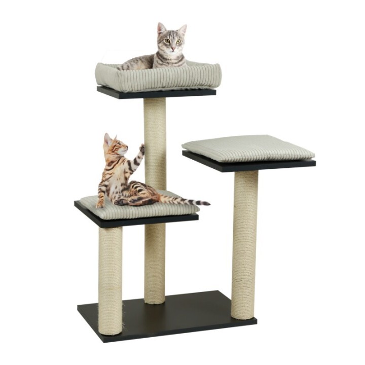 Rohrschneider ® Katzenbaum Modern mit Cordkissen, inkl. Gratis-Spielkugel 2er Set