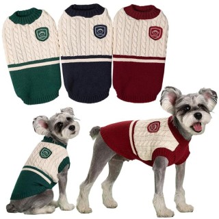 Haustierkleidung im College-Stil für Hunde und Katzen, Pullover, warme Welpen-Outfits für kleine und mittelgroße Hunde, Jacke