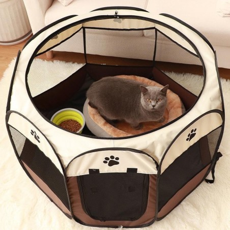 Haustierzelt Achteckiger Käfigzaun Katzenkäfig Faltbarer Katzenkäfig Super Home Katzennest Vier-Jahreszeiten-Universal-Katzen