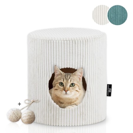 Rohrschneider ® Tierhöhle Cord inkl. Gratis-Spielkugel 2er-Set beige