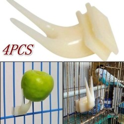4 Stücke Vögel Papageien Obst Gabel Heimtierbedarf Kunststoff Lebensmittelhalter Fütterung auf Käfig Heimtierbedarf 3.5x1.4cm