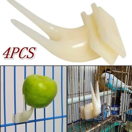 4 Stücke Vögel Papageien Obst Gabel Heimtierbedarf Kunststoff Lebensmittelhalter Fütterung auf Käfig Heimtierbedarf 3.5x1.4cm