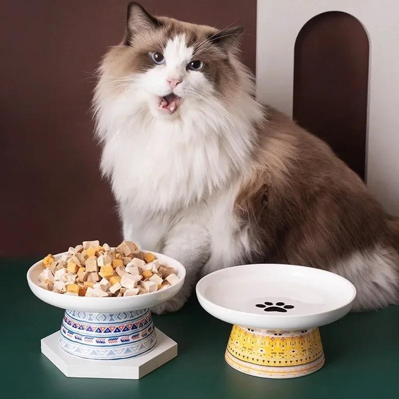 Katze Keramik Schüssel Haustier böhmischen Lebensmittel Wasser Feeder kleine Hunde angehoben trinken Essen liefert