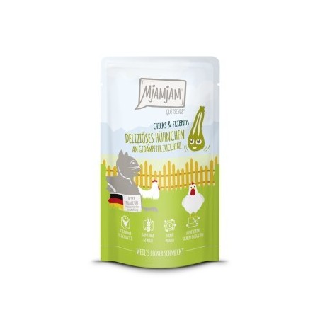 MjAMjAM Nassfutter Katze Adult, Quetschie Chicks & Friends, Huhn und Zucchini 12x125 g